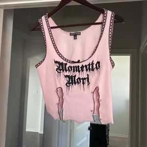 Dolls kill Current Mood Momento Mori pink crop top